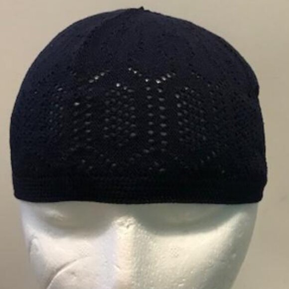 Turkish Knit Cotton Kufi Mercan Skull Cap Navy Blue - Picture 1 of 2
